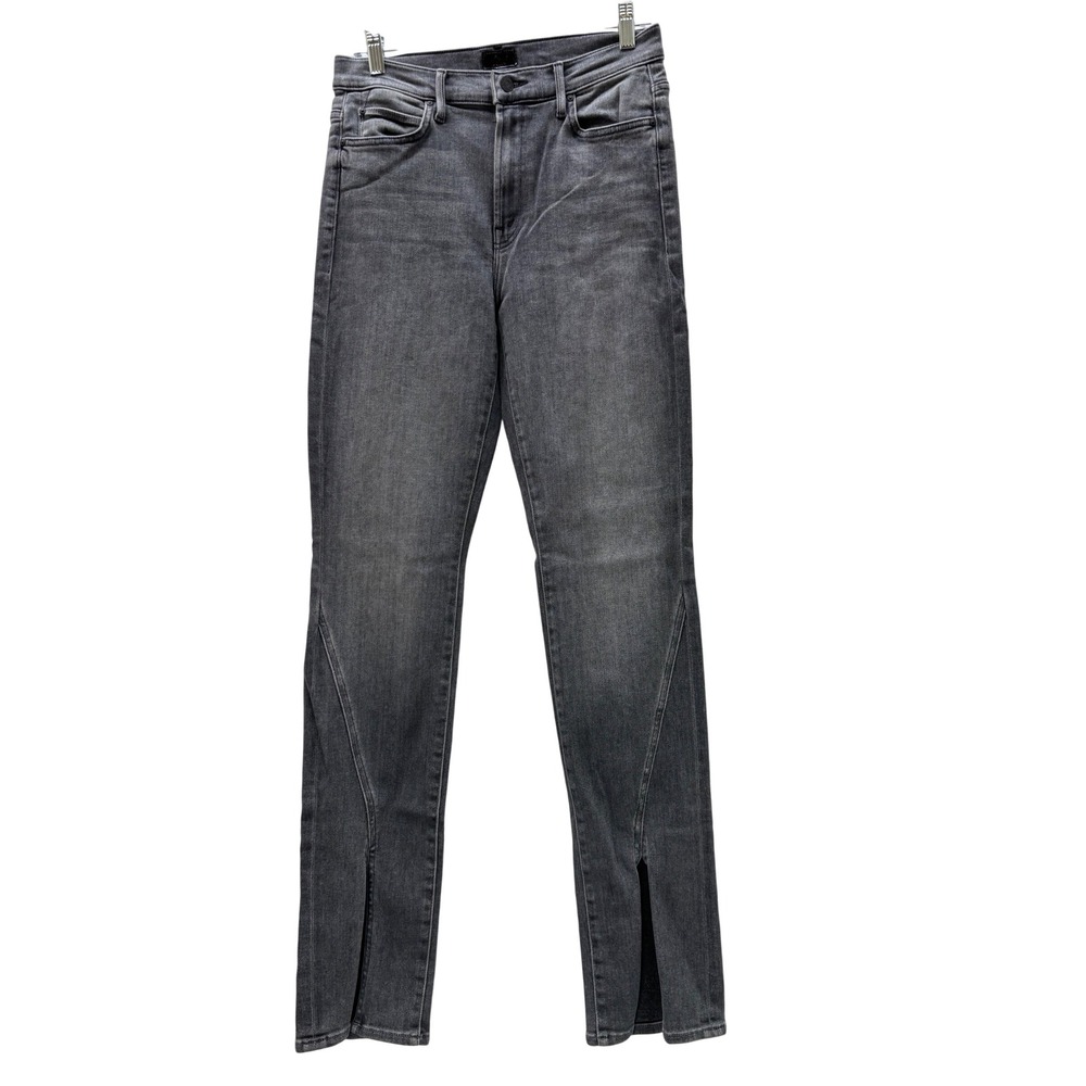MOTHER The Rascal Sliced Up Heel Jeans Digging Up Dirt Grey Split Hem 28